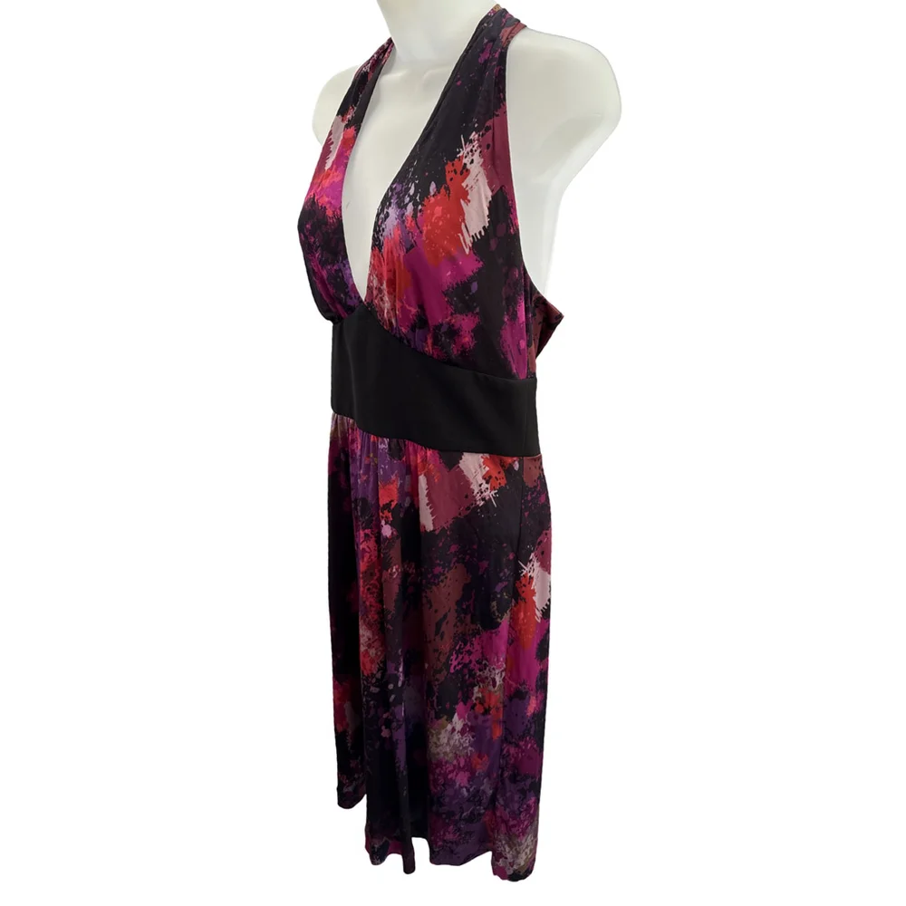 Trina Turk Halter Dress Size 4 Empire Waist Sheath Multicolor Abstract Print - Picture 5 of 12